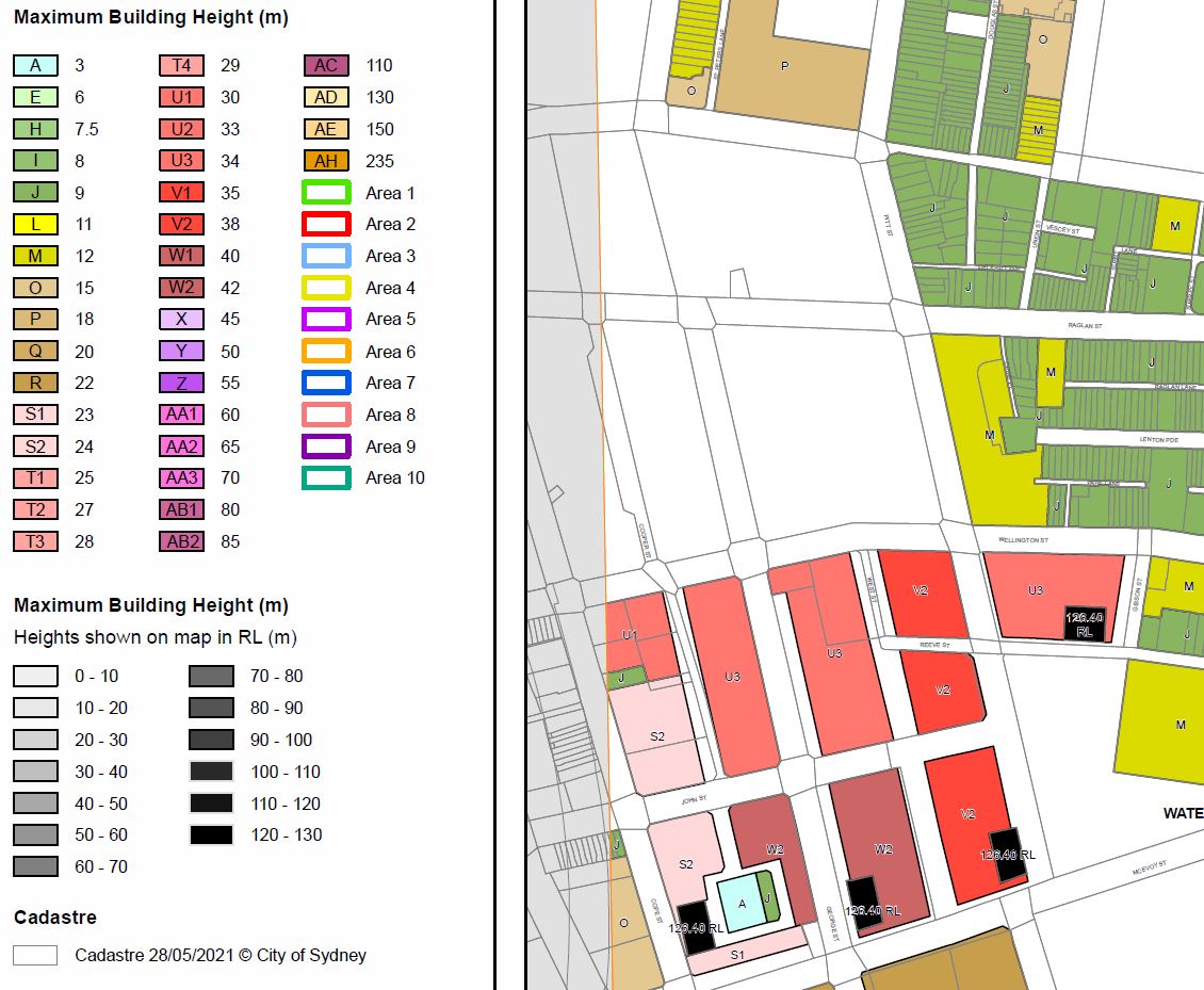 The Planning Control (LEP) proposed height for Waterloo South