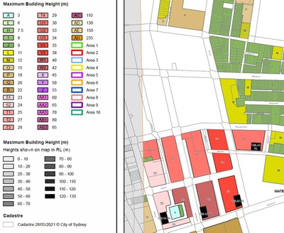 The Planning Control (LEP) proposed height for Waterloo South